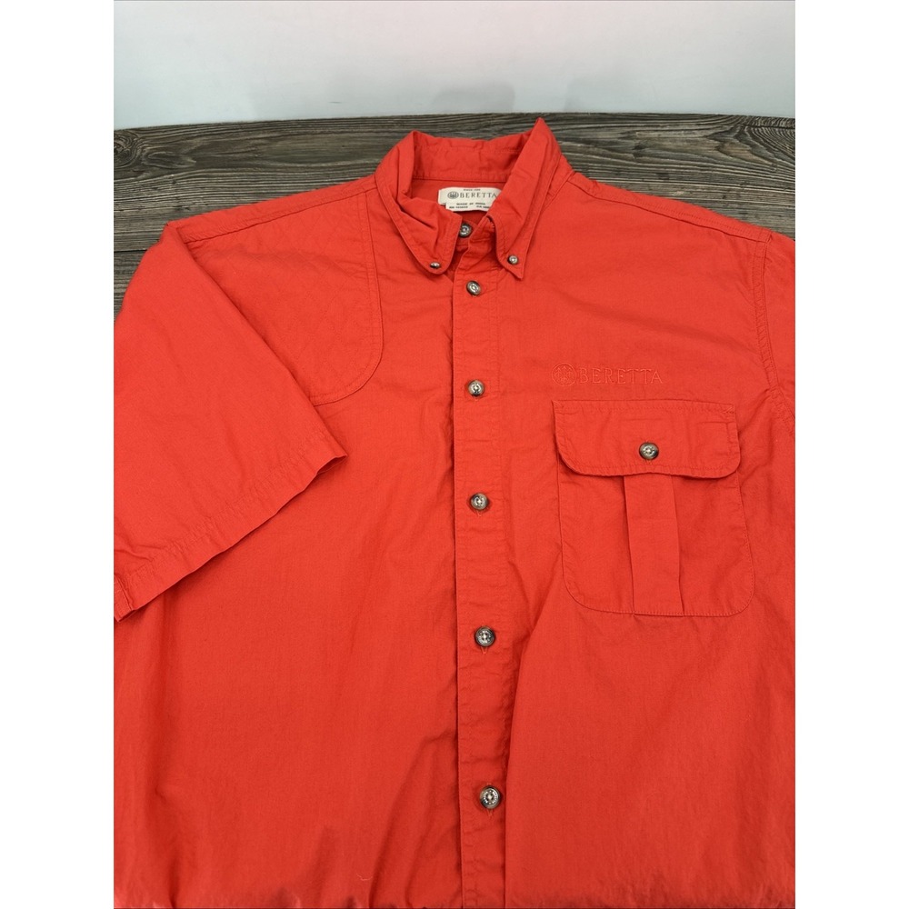 Beretta Shooting‎ Shirt Men's Medium Red Vented Short Sleeve Hunt Safari